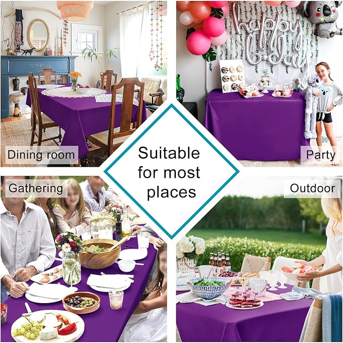 Hiasan Square Tablecloth, Royal Purple, 30 x 30 Inch, 1 Pack | Waterproof, Wrinkle Resistant, Washable Polyester Table Cloth for Dining Room/Birthday/Party/Camping - Image 2
