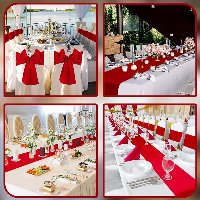 24 Pcs Red Satin Table Runners Bulk, 12 x 108 Inch | Runners for Table, Smooth Fabric Tablecloth, Wedding Banquet, Birthday Party, Fall Decorations, Halloween Christmas Party - Image 7
