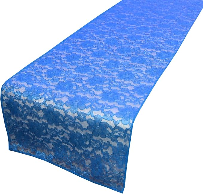 Zen Creative Designs 10 Pack Floral Lace Table Runner Sheer Lace Event Party Wedding Table Decor (12" by 120", Royal Blue) by ZenCreativeDesigns