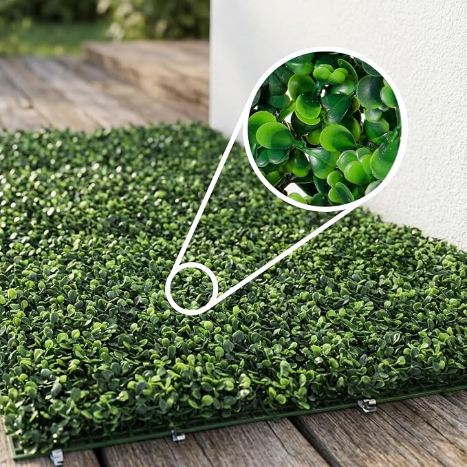 NatraHedge 20"" X20'' (12 Pack) Artificial Green Grass Wall Decor, (33SqFt) | Hedge Leaf Boxwood Roll Panels for Indoor, Outdoor, Garden And Balcony Privacy Fence Screen | UV Resistant | Easy Install - Image 4