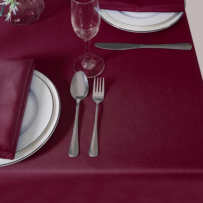 Cupuamon Square Tablecloth 70x70 inch Washable Polyester Fabric Table Cloth for Wedding Party Dining Banquet Decoration（70x70,Burgundy） - Image 6