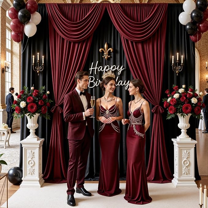 40x10ft Black Backdrop Curtains for Parties, 8 Panels 5x10ft Wrinkle-Free Polyester Background Curtains for Wedding, Birthday, Baby Shower,Graduation, Decorations - Image 7