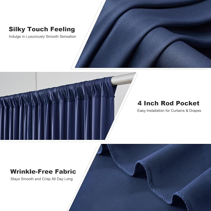 10x10ft Navy Blue Backdrop Curtains for Parties, 2 Panels 5x10ft Wrinkle-Free Polyester Background Curtains for Wedding, Birthday, Baby Shower,Graduation, Decorations - Image 4