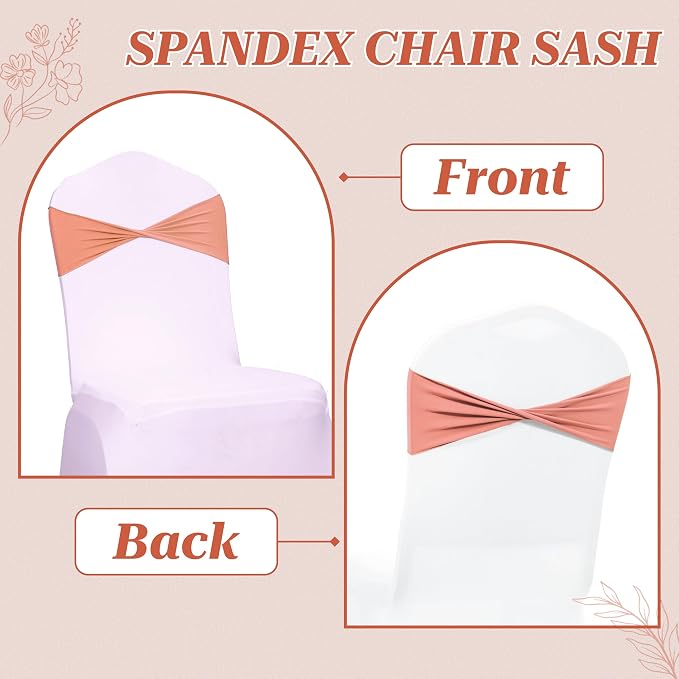VDS Pack of 75 PCS | Coral Peach | Spandex Chair Sashes Bows Without Buckle | Stretch Elastic Banquet Universal Folding Chair Band Tie with for Wedding Party Conference Celebration Event Decoration - Image 5