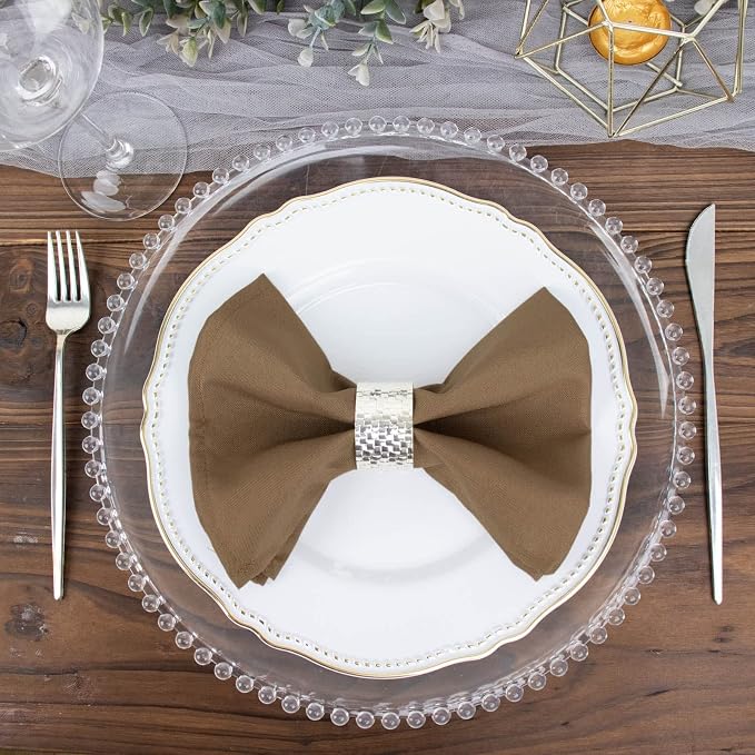 Tableclothsfactory Premium Pack of 5 Taupe Premium 17" x 17" Washable Polyester Napkins Great for Wedding Party Restaurant Dinner Parties by TABLECLOTHSFACTORY
