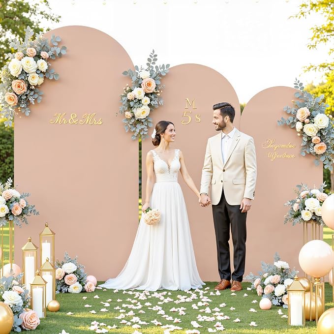 Nude Arch Covers 3 Set - 6.6FT, 7.2FT, 8FT Nude Arch Backdrop Cover Spandex Wedding Arch Stand Covers for Bridal Shower Wedding Baby Shower Birthday Party Banquet Photo Background Decorations - Image 2