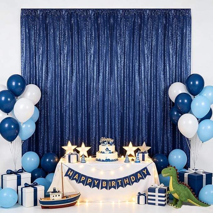 Hahuho Navy Sequin Backdrop Curtain, 2PCS 4FTx8FT Glitter Backdrop Curtain for Parties, Christmas, Wedding, Party Decoration（2 Panels, 4FT x 8FT, Navy - Image 7