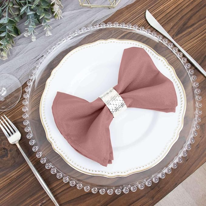 Tableclothsfactory Premium Pack of 100 Dusty Rose Premium 17" x 17" Washable Polyester Napkins Great for Wedding Party Restaurant Dinner Parties for Party & Decorations - Image 8
