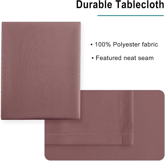 Hiasan Dusty Rose Tablecloth for Rectangle Tables, 60 x 120 Inch, 1 Pack | Waterproof, Spillproof, Washable Fabric Table Cloth for Dining Room/Kitchen/Party/Camping/Outdoor Picnic - Image 4