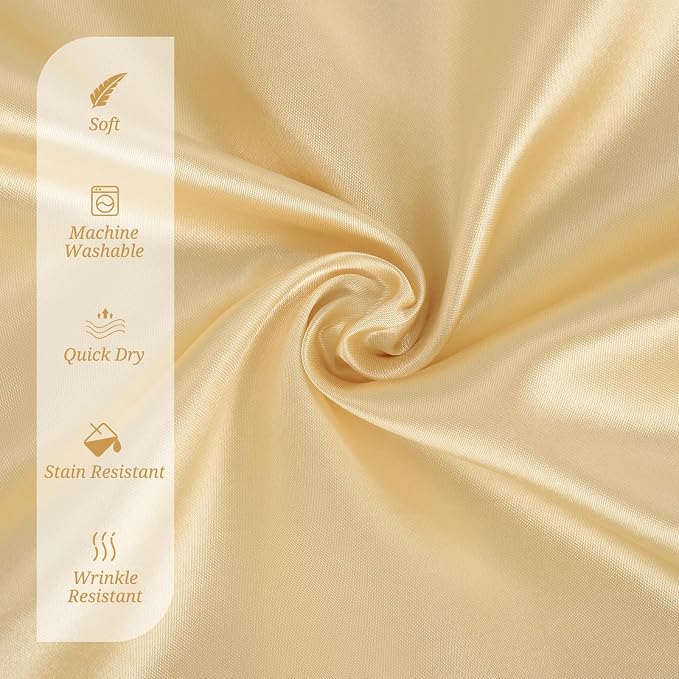 72 PCS Champagne Gold Square Satin Cloth Napkins, 20 X 20 Inch | Soft Smooth, Washable Reusable, Silk Dinner Table Napkins Bulk, for Weddings Parties Banquets Dining and Restaurants - Image 4