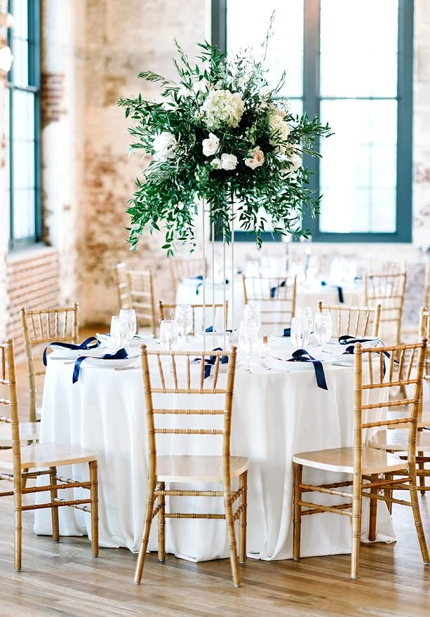 12 Pack White Round Tablecloths, 120 Inch Polyester Table Cloth - Image 2