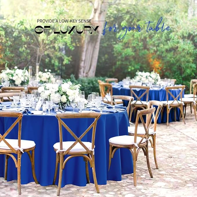 Pesonlook 12 Pack Royal Blue Round Tablecloth 90 Inch Circular Tablecloth | Reusable Washable Polyester Fabric Round Table Cover Royal Blue Tablecloth for Wedding/Party/Banquet - Image 2