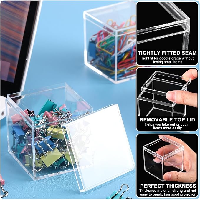 Tuanse 120 Pcs Clear Acrylic Box with Lid Square Mini Candy Containers | Mini Acrylic Display for Jewelry, Pills, Toys, Party Favors, 2.2 Inch Cube Design, Ideal for Gifts and Organizing Items - Image 3