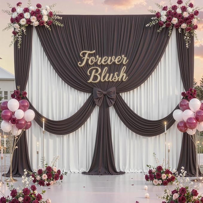 40 ft x 10 ft Wrinkle Free Brown Backdrop Curtain for Parties, Wedding Brown Photo Backdrop Drapes, Fabric 8 Panels 5ft x 10ft for Baby Shower Photoshoot Engagement Birthday Photography Background - Image 8