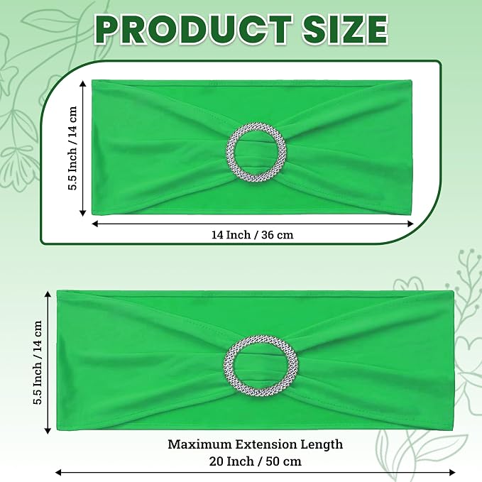 VDS - Light Green | Spandex Chair Sashes Bows | 10 PCS | Stretch Elastic Banquet Universal Folding Chair Band Tie with Silver Buckle Slider for Wedding Party Conference Celebration Event Decoration - Image 2