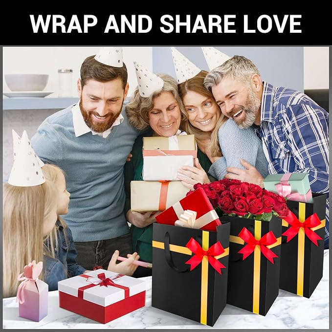 EUSOAR Gift Wrap Bags Bulk, 12 Pack 7.8x3.9x11 inches Medium Kraft Paper Bags with Handles, Heavy Duty Bags for Wedding, Grocery, Boutique, Retail, Business, Party Favors, Baby Showers, Birthdays - Image 6