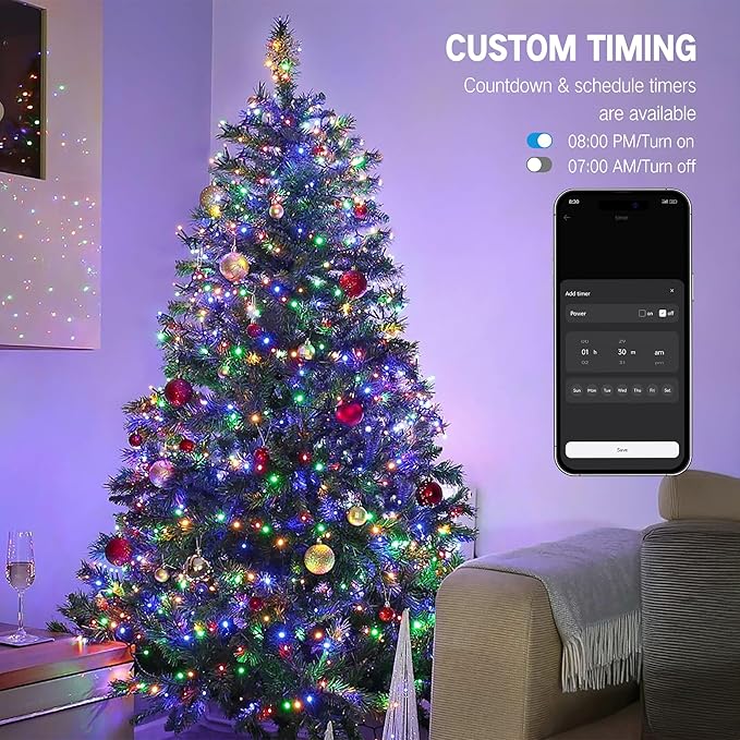 BrizLabs Smart Christmas Lights, 180FT 500 LED Color Changing Christmas Lights with APP/Voice Control, Warm White & Multicolor Xmas Fairy Lights Music Sync Tree Lights Dimmable for Indoor Outdoor Home