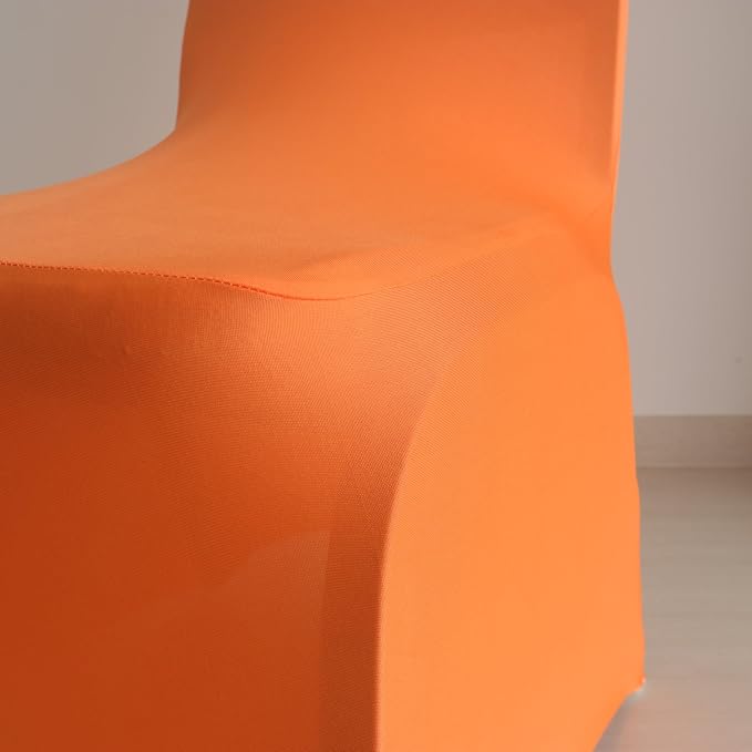 30 80 100Pieces White Wedding Chair Covers Stretch Polyester Spandex for Wedding Party Banquet Seat Covers (Orange, 10PCS) - Image 6