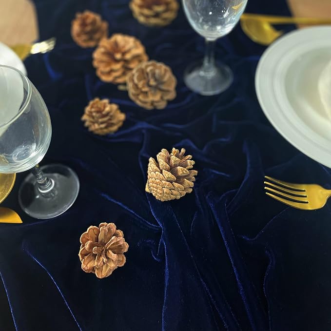 Velvet Table Runner, 10ft Luxurious Wedding Reception Decorations Soft Velvet Fabric Table Linen Overlay for Party (20 x 120 inch, Navy) - Image 5