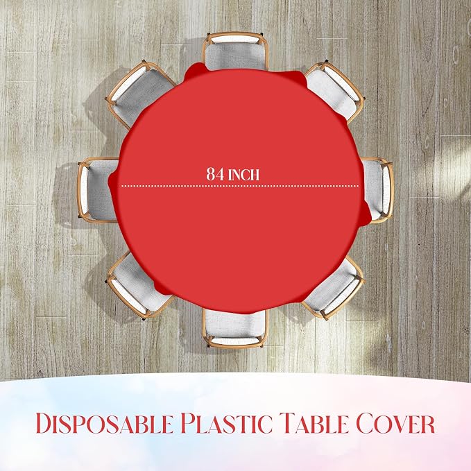 12 Pack Christmas Round Disposable Tablecloth, Red White Green Circle Plastic Tablecloth Bulk, Italy Theme Table Covers for Christmas Family Gathering Dining Banquet Italian Party Decoration,84inch - Image 2