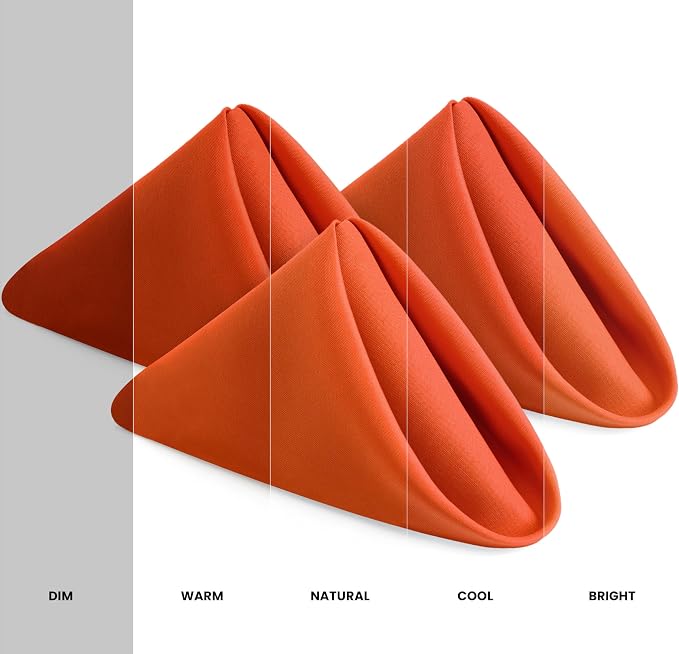 Utopia Home [12 Pack, Orange] Cloth Napkins 20x20 Inches, 100% Polyester | Hemmed Edges, Washable and Reusable Ideal for Parties, Weddings and Dinners - Image 3