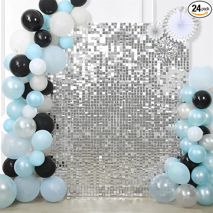 Silver Shimmer Wall Backdrop Sequin Mirror Backdrop Parties Disco Wedding by LuoluoHouse