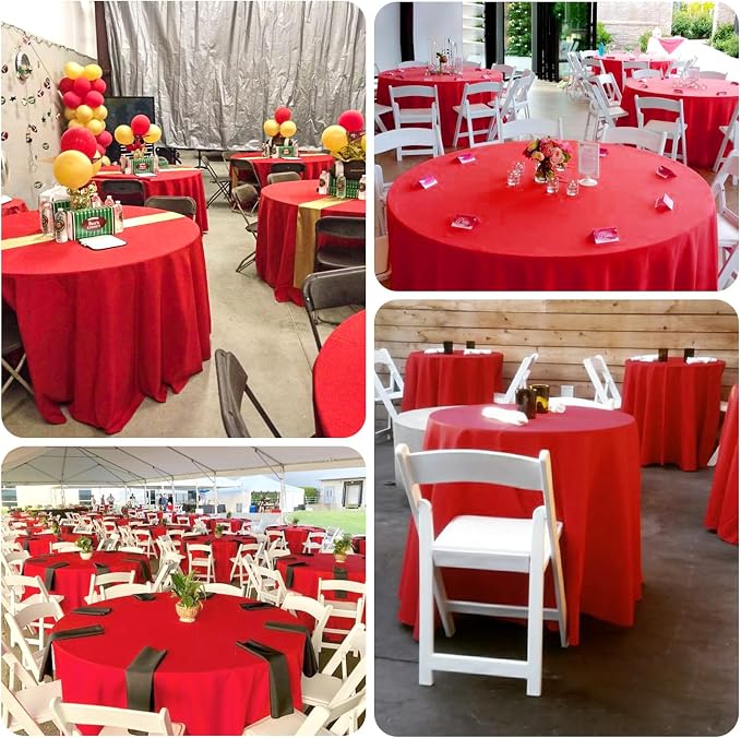 6 Packs 120 Inch Red Round Polyester Tablecloths | Table Cover for Round Tables, Stain and Wrinkle Resistant Washable Table Cloth, Perfect for Wedding Banquet Parties - Image 6