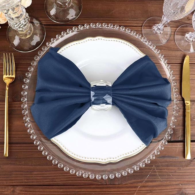 Tableclothsfactory Premium 100 Pack | Navy Blue Seamless Cloth Dinner Napkins, Reusable Linen | 20"x20" for Party & Decorations - Image 7