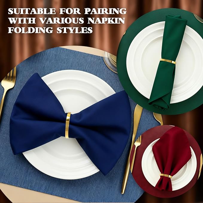 200 Pcs Gold Napkin Rings Bulk, Exquisite Round Napkin Ring Buckles, Suitable for Family Dinners, Weddings, Holiday Parties