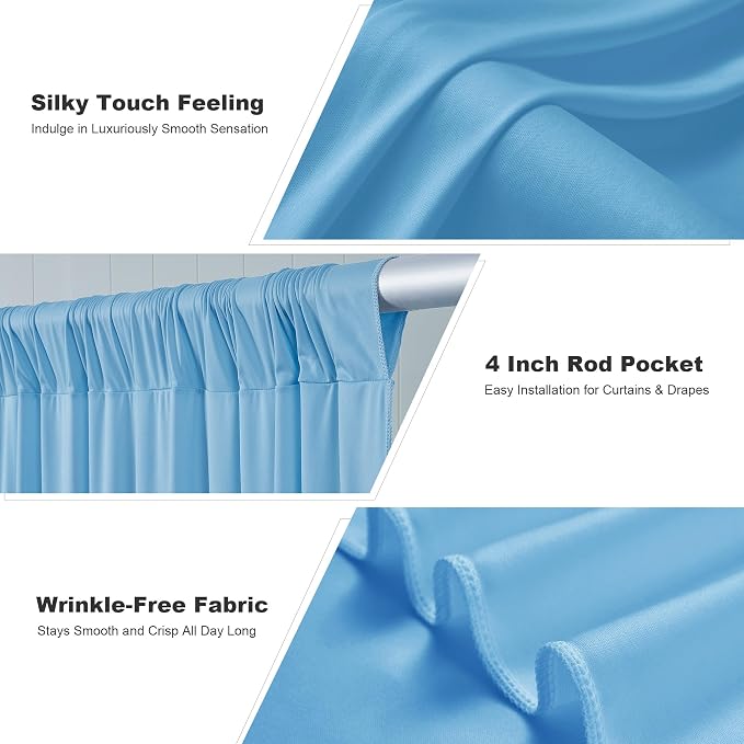 20x10ft Baby Blue Backdrop Curtains for Parties, 4 Panels 5x10ft Wrinkle-Free Polyester Background Curtains for Wedding, Birthday, Baby Shower,Graduation, Decorations - Image 4