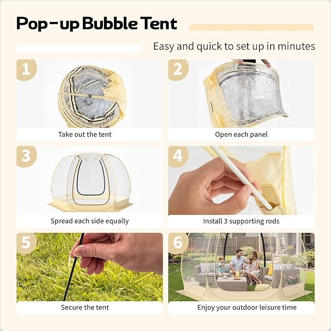 Pop Up Bubble Tent, 10 x 10 FT Instant Igloo Tent Suitable for 4-6 People, Screen House for Patios, Cold