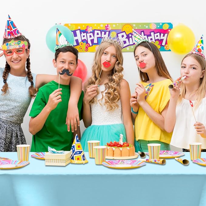 CXPSINC 54 Inch X 100 Feet Plastic Table Cover Roll Disposable Tablecloth with Slide Cutter for All Type/Shape Tables | Party, Banquet, Birthdays, Weddings(Light Blue, 100 Feet) - Image 5