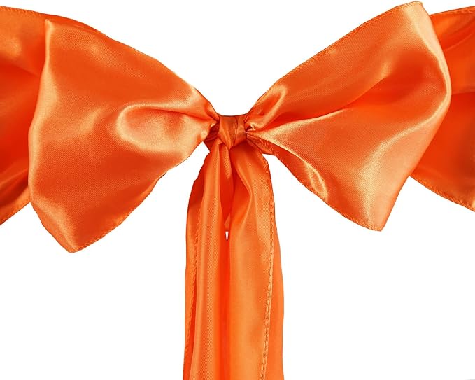 Balsa Circle 25 Orange Satin Elegant Chair Cover Bows Sashes Wedding Banquet Decorations Party Supplies Engagement Events Reception by BalsaCircle