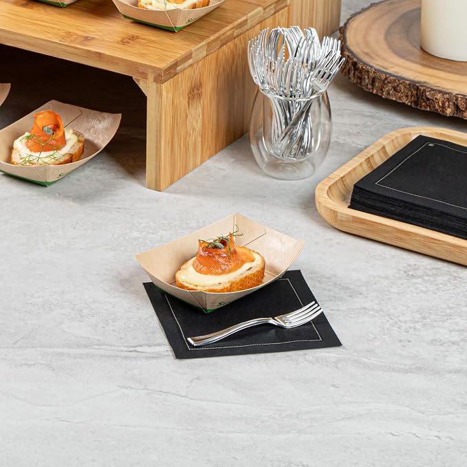 Restaurantware Paper Food Boat 400 Pack 4 oz Leak-Resistant Disposable Boat Tray Appetizer Serving Tray Durable Kraft Ideal For Rustic Food Presentation - Image 3