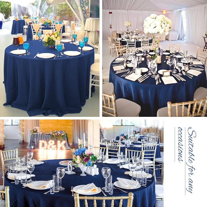 Teruntrue 10 Packs Premium Round Tablecloth 90 Inch Navy Blue Polyester Table Cloth Bulk Washable Polyester Fabric Tablecloths Tablecloths for Wedding Party Banquet Buffet Holiday Dinner (90 Inch) - Image 5