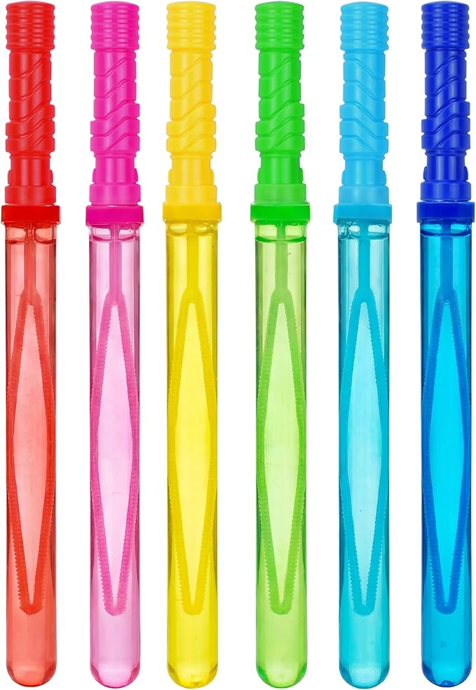 JOYIN 14.6’’ Big Bubble Wands for Kids, 6 PCS Bubble Wand with Refill Solution for Summer Toy Party Favor, Outdoors Toy Activity, Easter Basket Stuffers, Birthday Gift
