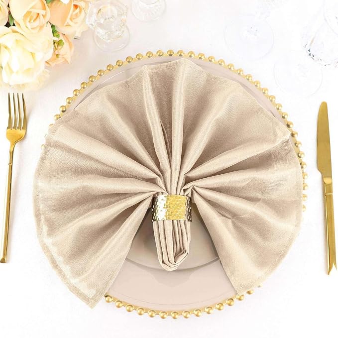 Tableclothsfactory Premium Pack of 25 Premium Nude 20" x 20" Washable Polyester Napkins Great for Wedding Party Restaurant Dinner Parties for Party & Decorations by TABLECLOTHSFACTORY