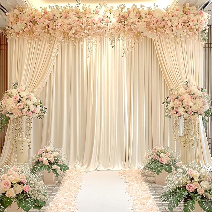 Champagne Backdrop Curtain for Parties Wedding Baby Shower Wrinkle Free Photo Curtains Backdrop Drapes Fabric Decoration for Bridal Shower 5ft x 8ft,2 Panels - Image 9