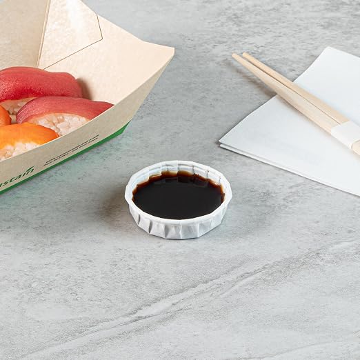 Restaurantware-Sustain 1 Ounce Portion Cups, 2000 Disposable Condiment Cups - Compostable, Versatile, White Paper Sample Food Cups, Stylish, For Serving Dips, Jams, Sauces, Nuts, And More - Image 3