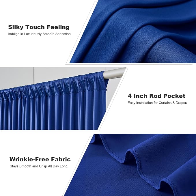 10x10ft Royal Blue Backdrop Curtains for Parties, 2 Panels 5x10ft Wrinkle-Free Polyester Background Curtains for Wedding, Birthday, Baby Shower,Graduation, Decorations - Image 4
