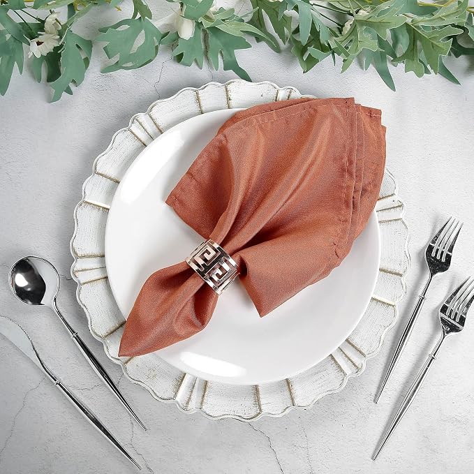 Tableclothsfactory Premium Pack of 5 Premium Terracotta 20" x 20" Washable Polyester Napkins Great for Wedding Party Restaurant Dinner Parties by TABLECLOTHSFACTORY