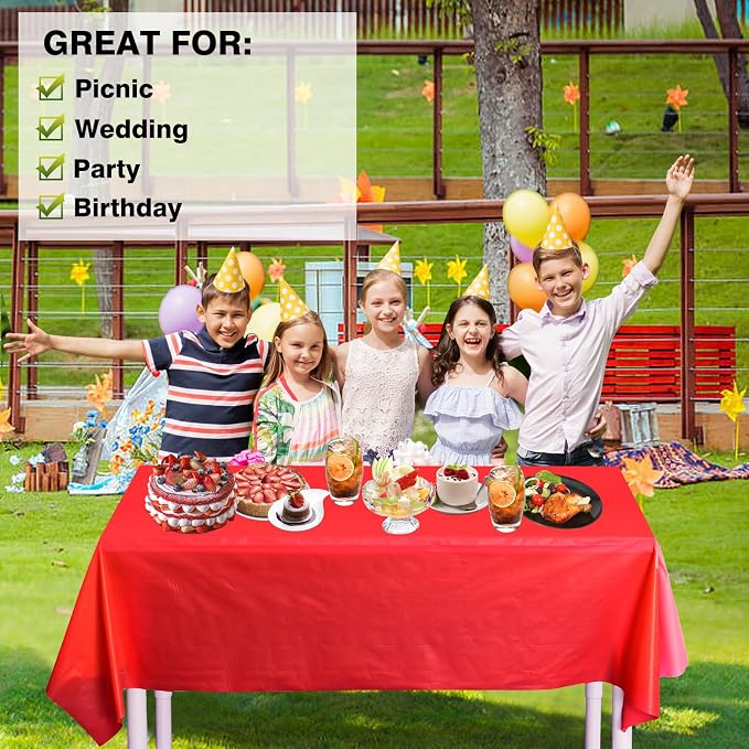 54 in x 300 feet Plastic Table Cover Roll for Party, Banquet, Picnic, Kids Activities for Any Size and Shape Table (Red, 54" x 300ft) - Image 6