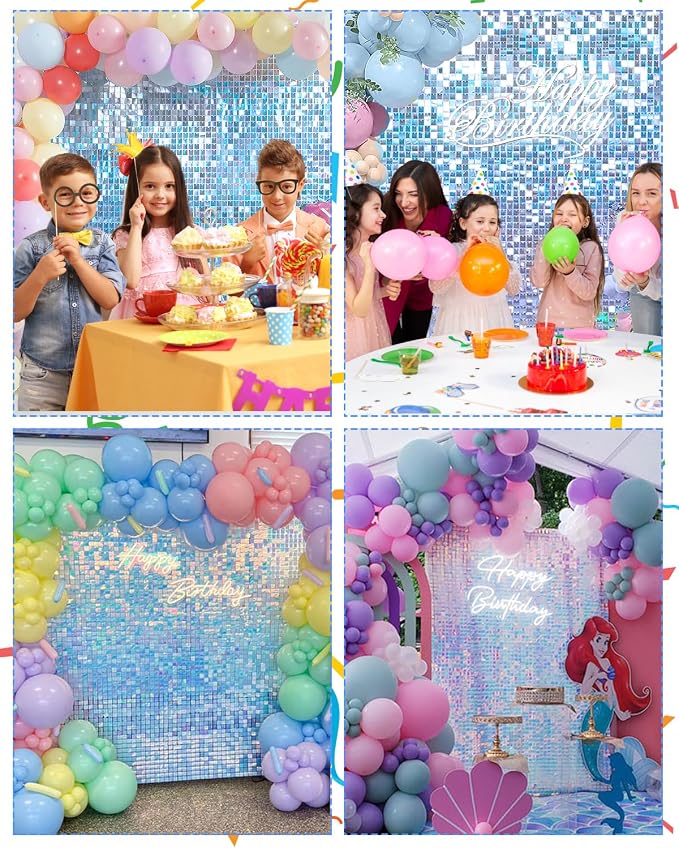 36 Pcs Iridescent Blue Shimmer Wall Backdrop Panels for Party, Mjkeomo Iridescent Blue Sequin Backdrop for Birthday Graduation Home Party Decorations Anniversary Wedding Christmas Decor - Image 3