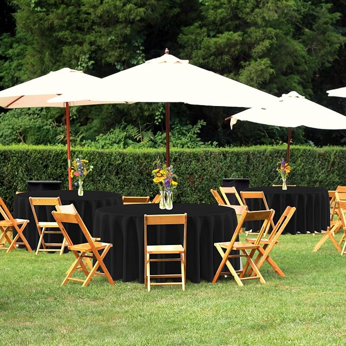 sancua Black Round Tablecloth 108 Inch Fit 42-96 Inch Tables, 8 Pack | Circle Polyester Fabric Table cloth for Wedding Party Reception Banquet Birthday, Washable Formal Covers - Image 3