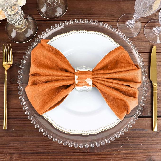 Efavormart Premium Cloth Napkins Set of 10, 20x20 Inch Orange Seamless Dinner Napkins, Washable Linen Table Napkin Cloth with Hemmed Edges for Weddings, Party and Banquet - Image 6