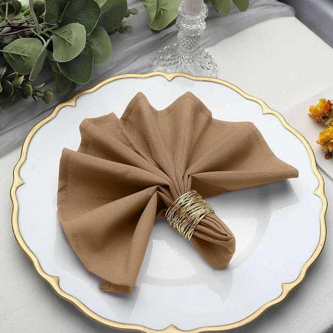 Tableclothsfactory Premium Pack of 100 Taupe Premium 17" x 17" Washable Polyester Napkins Great for Wedding Party Restaurant Dinner Parties for Party & Decorations - Image 7