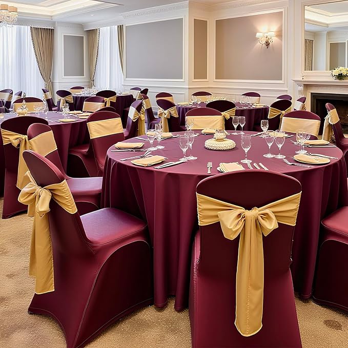 VEVOR Chair Covers, Polyester Spandex Chair Cover, Stretch Slipcovers for Wedding Party Dining Banquet Flat-Front Chair Covers (Burgundy-a, 50PCS) - Image 8