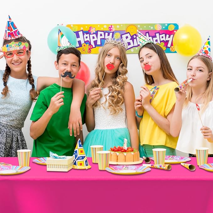 CXPSINC 54 Inch X 300 Feet Plastic Table Cover Roll Disposable Tablecloth with Slide Cutter for All Type/Shape Tables | Party, Banquet, Birthdays, Weddings(Fuchsia, 300 Feet) - Image 5