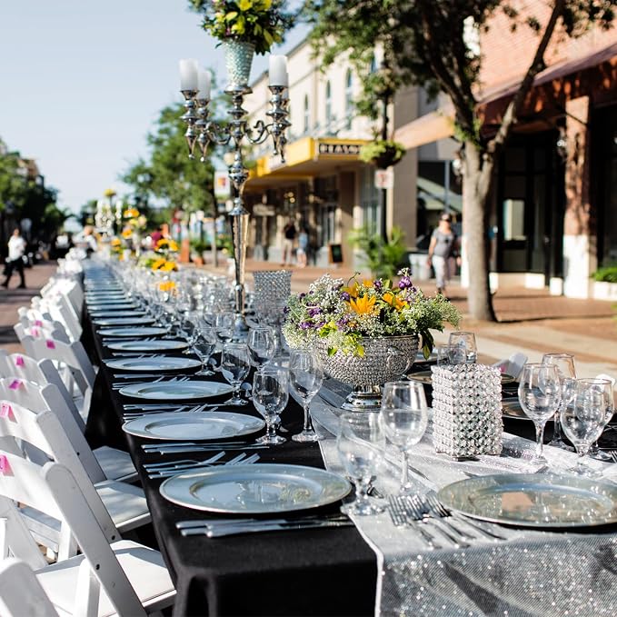 fani 6 Packs Black Tablecloth - 90 x 156 Inch for 8Ft Tables | Washable Polyester Fabric, Stain Wrinkle Resistant Rectangle Table Cloth for Wedding Banquets Parties Buffet Dining - Image 7