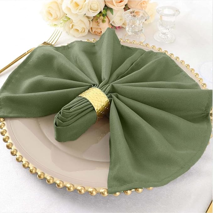Tableclothsfactory Premium Pack of 25 | Premium Eucalyptus Sage Green 20" x 20" Washable Polyester Napkins Great for Wedding Party Restaurant Dinner Parties for Party & Decorations - Image 2